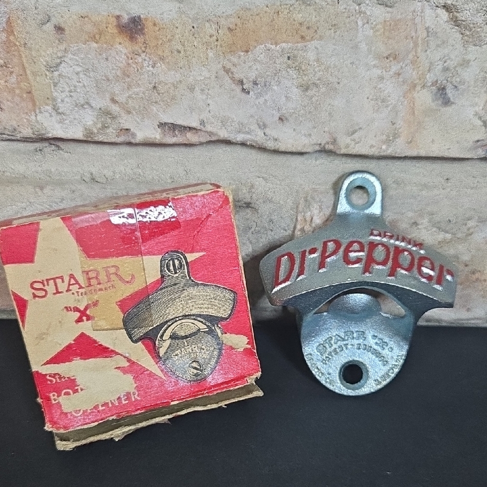 Vintage Starr X Dr Pepper 3" Metal Wall-Mount Bottle Opener in Original Box